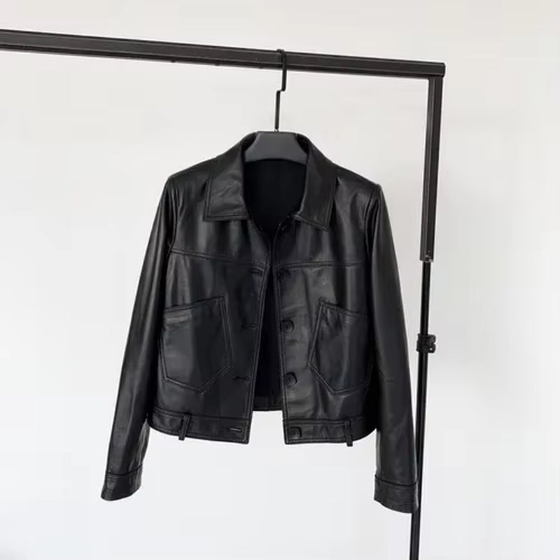 Spring Real Sheepskin Jacket Women Genuine Leather Coats Korean Style Woman Cloth Womens Tops Mujer Chaqueta TN2061