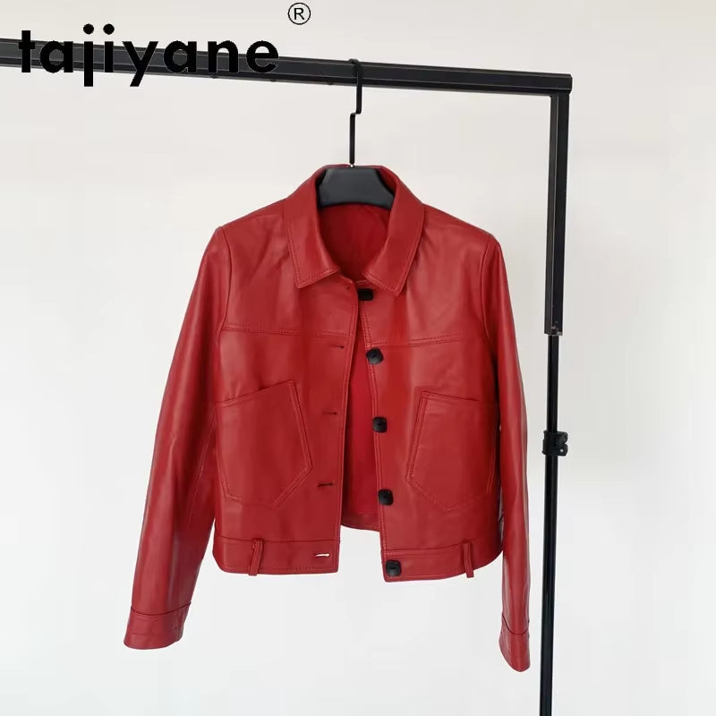 Spring Real Sheepskin Jacket Women Genuine Leather Coats Korean Style Woman Cloth Womens Tops Mujer Chaqueta TN2061