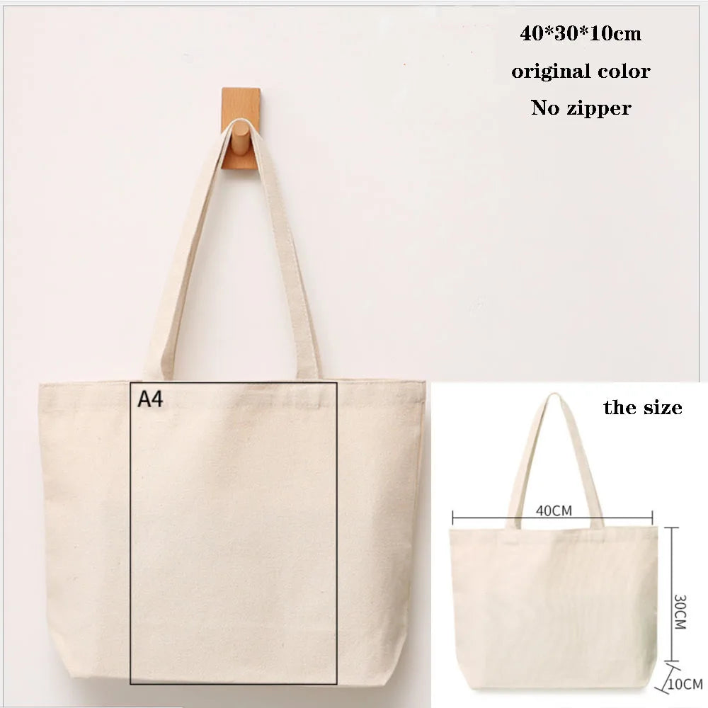 Canvas Cotton Bag Grocery Handbag Foldable Fabric Tote Bag Portable Storage Organizer Shopping Bag for Woman Cloth Organizer Bag