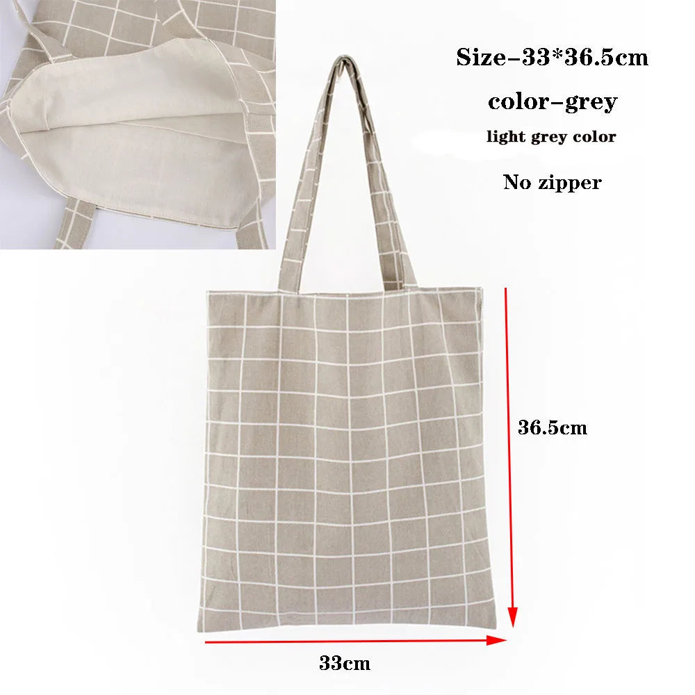 Canvas Cotton Bag Grocery Handbag Foldable Fabric Tote Bag Portable Storage Organizer Shopping Bag for Woman Cloth Organizer Bag
