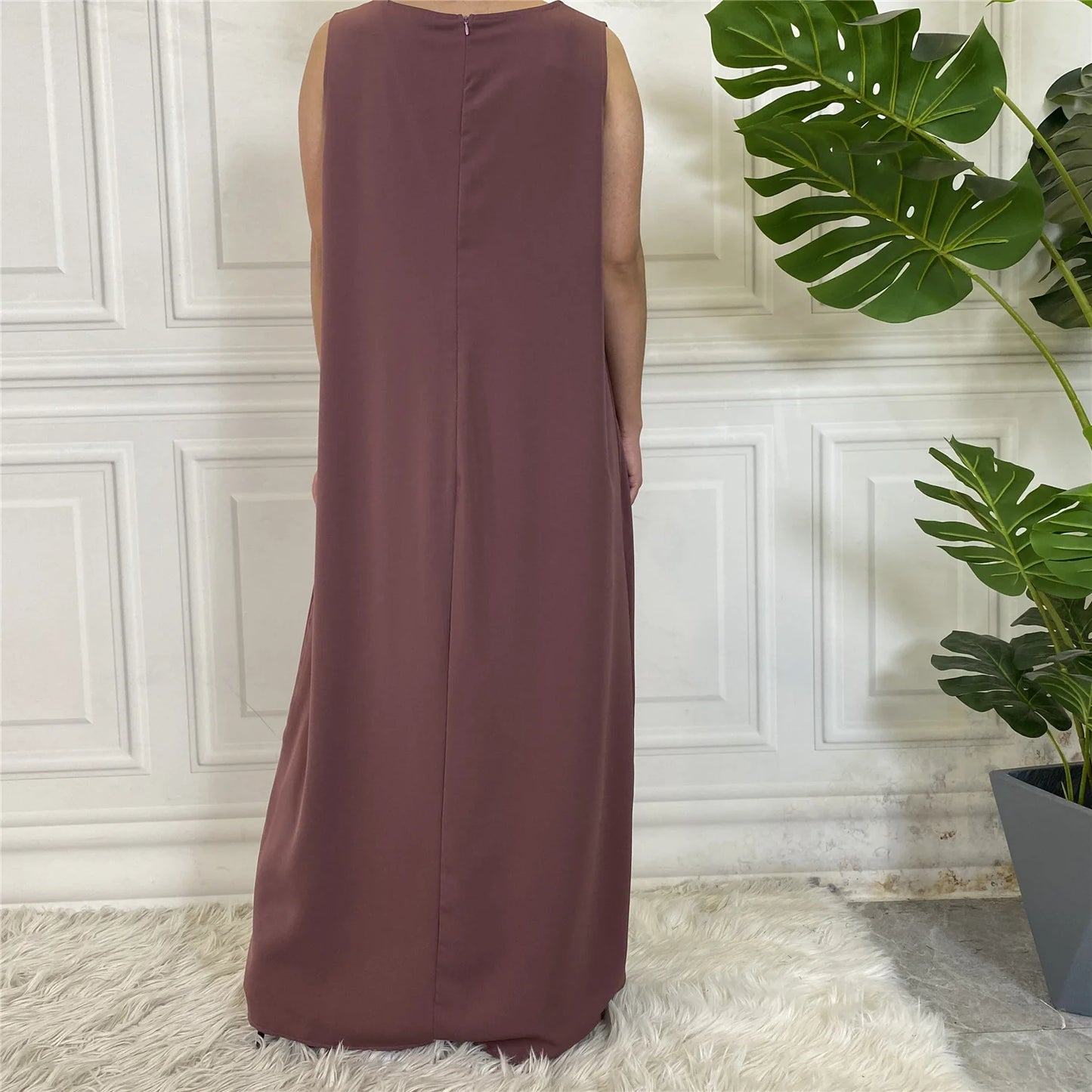 New Sleeveless Lining Dress Long Muslim Woman Abaya Moroccan Caftan Evening Modest Robe Arabic Kaftan Many Color Islamic Product