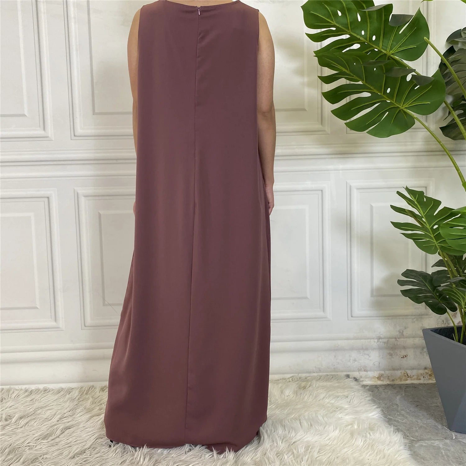 New Sleeveless Lining Dress Long Muslim Woman Abaya Moroccan Caftan Evening Modest Robe Arabic Kaftan Many Color Islamic Product