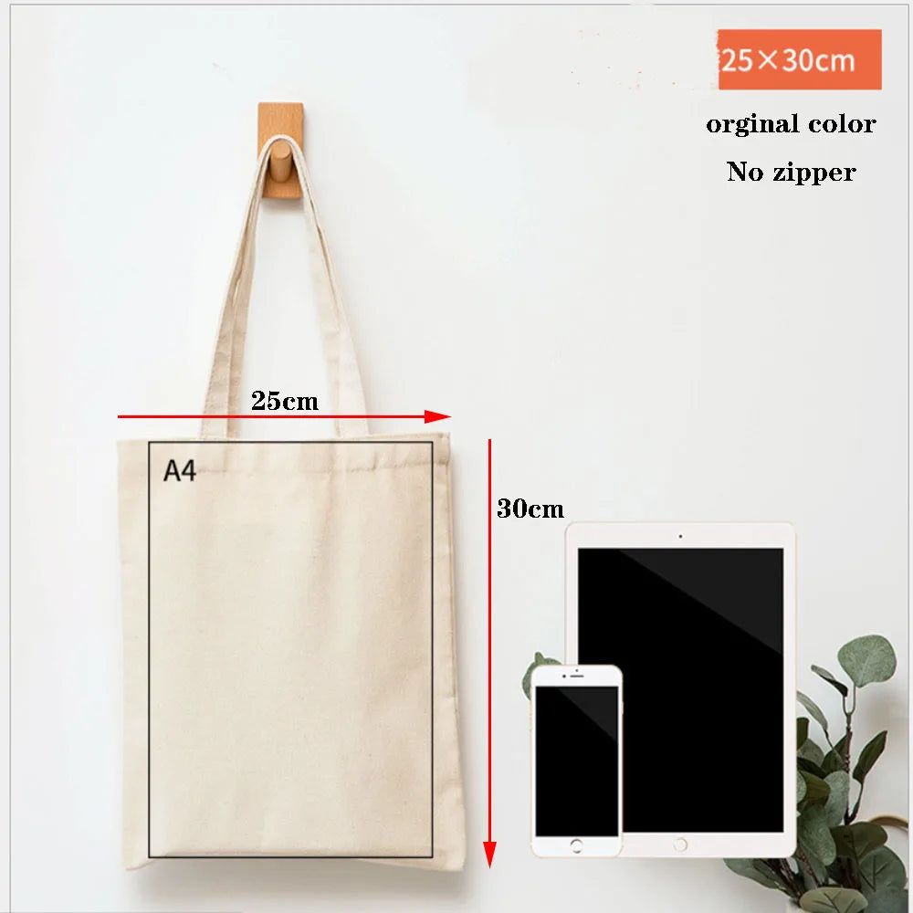 Canvas Cotton Bag Grocery Handbag Foldable Fabric Tote Bag Portable Storage Organizer Shopping Bag for Woman Cloth Organizer Bag