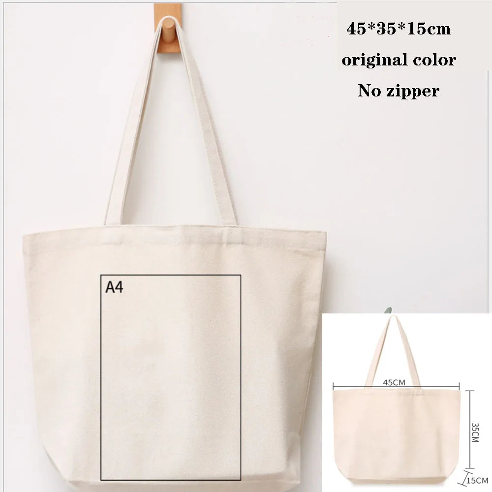 Canvas Cotton Bag Grocery Handbag Foldable Fabric Tote Bag Portable Storage Organizer Shopping Bag for Woman Cloth Organizer Bag