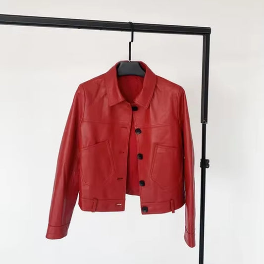 Spring Real Sheepskin Jacket Women Genuine Leather Coats Korean Style Woman Cloth Womens Tops Mujer Chaqueta TN2061