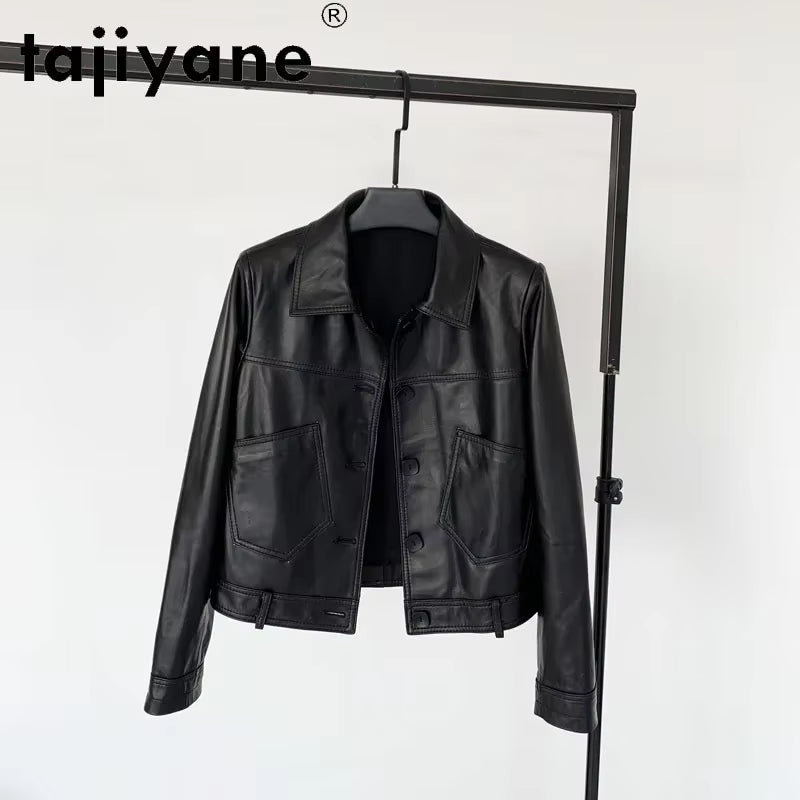 Spring Real Sheepskin Jacket Women Genuine Leather Coats Korean Style Woman Cloth Womens Tops Mujer Chaqueta TN2061