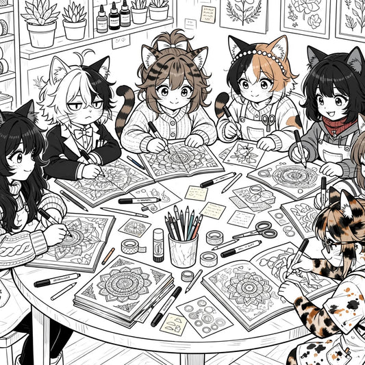 The Neko Collection - My 7 Kitties Coloring Book (Digital) •