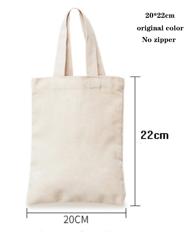 Canvas Cotton Bag Grocery Handbag Foldable Fabric Tote Bag Portable Storage Organizer Shopping Bag for Woman Cloth Organizer Bag