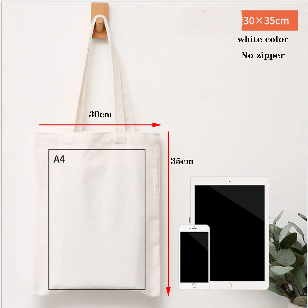 Canvas Cotton Bag Grocery Handbag Foldable Fabric Tote Bag Portable Storage Organizer Shopping Bag for Woman Cloth Organizer Bag