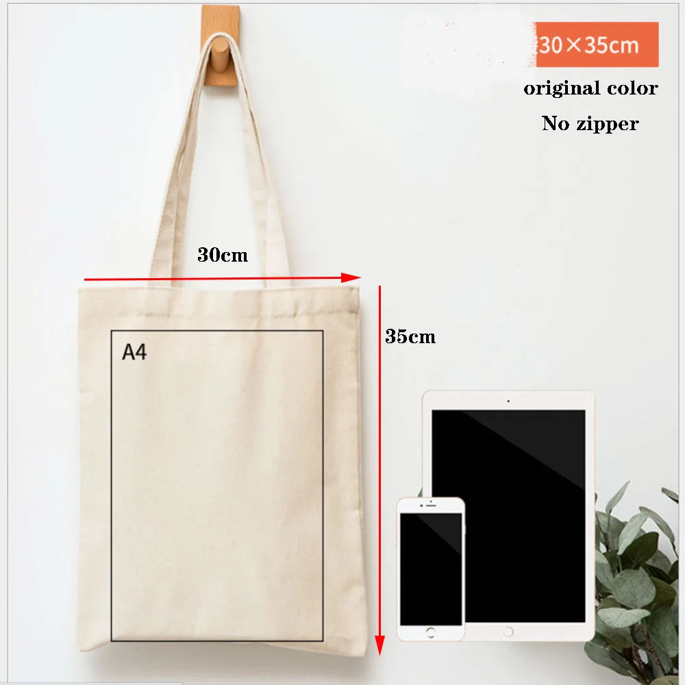 Canvas Cotton Bag Grocery Handbag Foldable Fabric Tote Bag Portable Storage Organizer Shopping Bag for Woman Cloth Organizer Bag