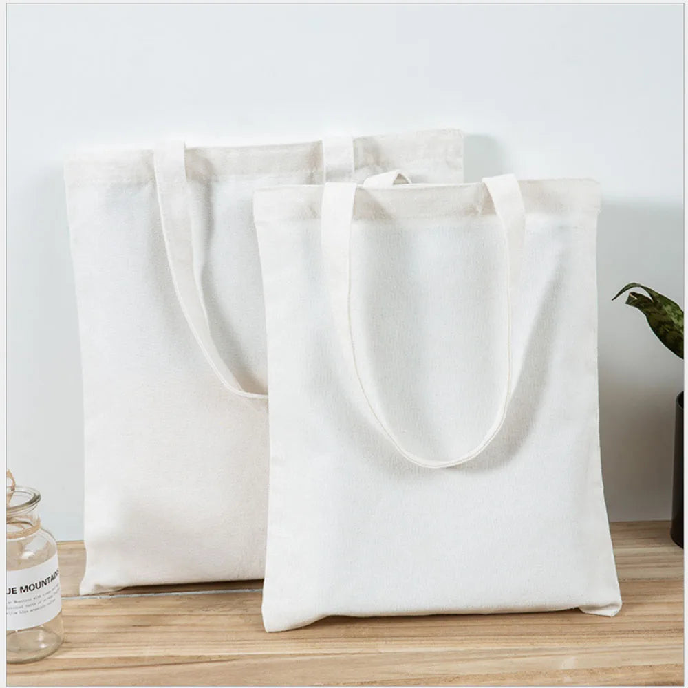 Canvas Cotton Bag Grocery Handbag Foldable Fabric Tote Bag Portable Storage Organizer Shopping Bag for Woman Cloth Organizer Bag