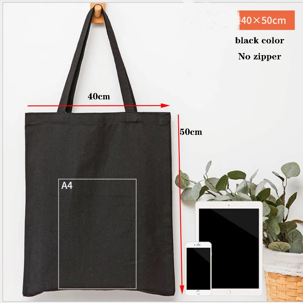 Canvas Cotton Bag Grocery Handbag Foldable Fabric Tote Bag Portable Storage Organizer Shopping Bag for Woman Cloth Organizer Bag