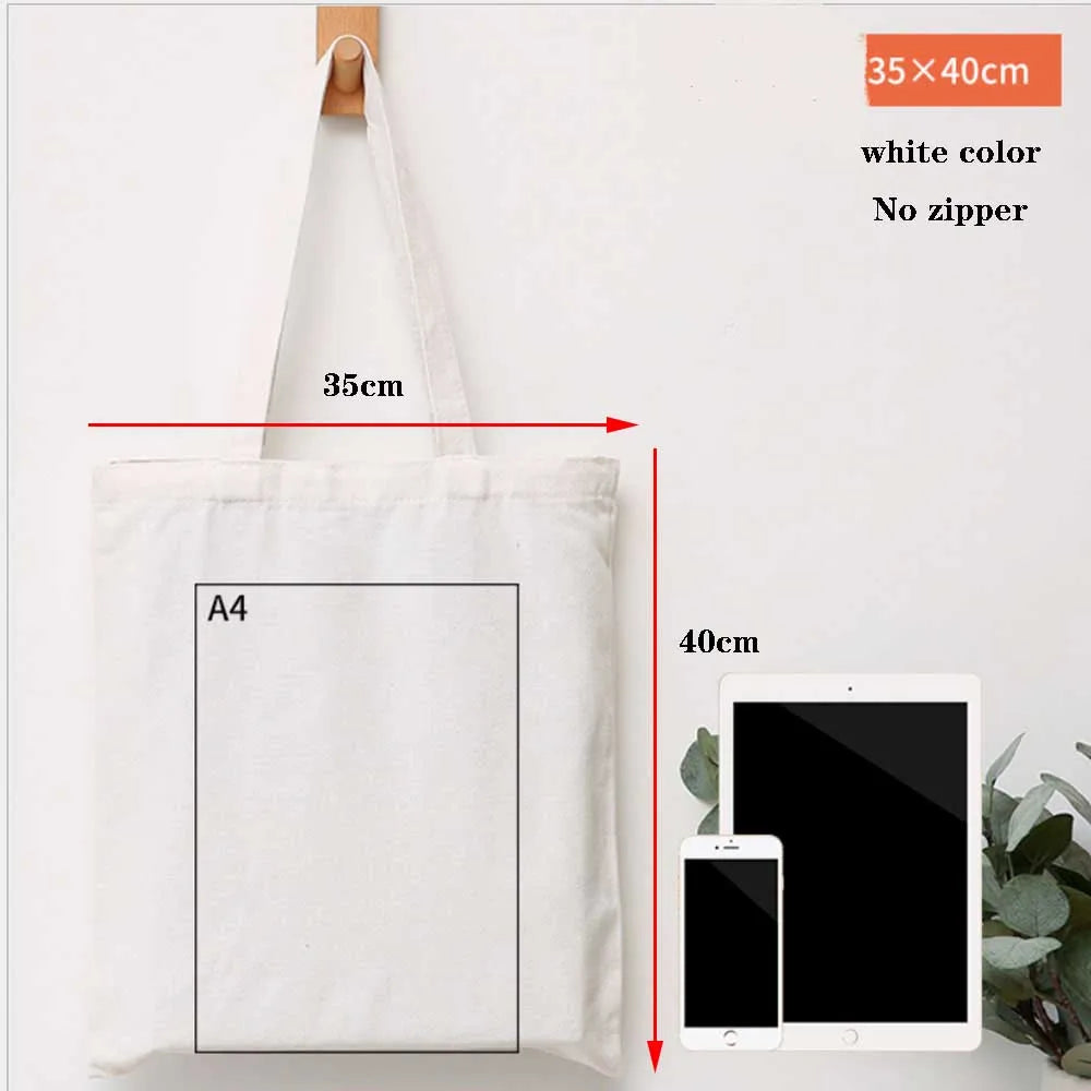 Canvas Cotton Bag Grocery Handbag Foldable Fabric Tote Bag Portable Storage Organizer Shopping Bag for Woman Cloth Organizer Bag
