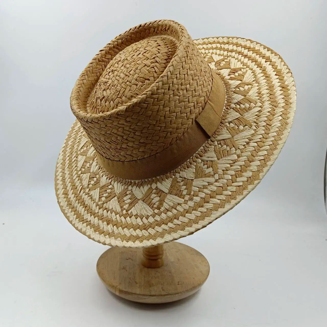 Women's Woven Straw Flat Brim Hat