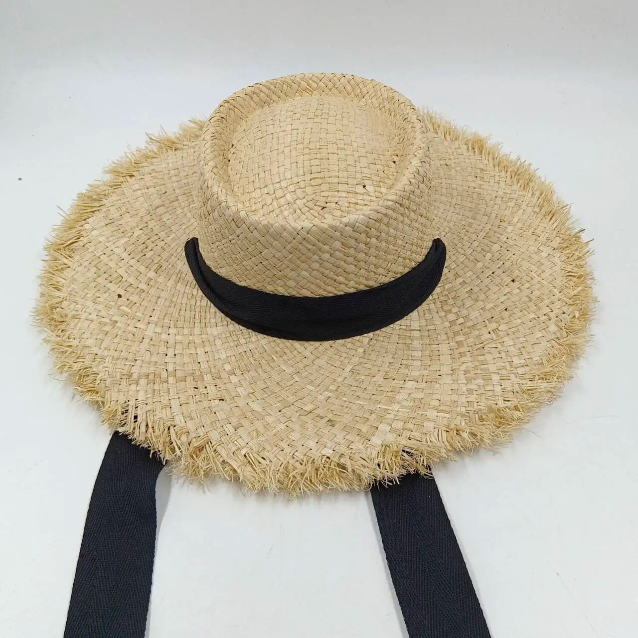 Women's Woven Straw Flat Brim Hat
