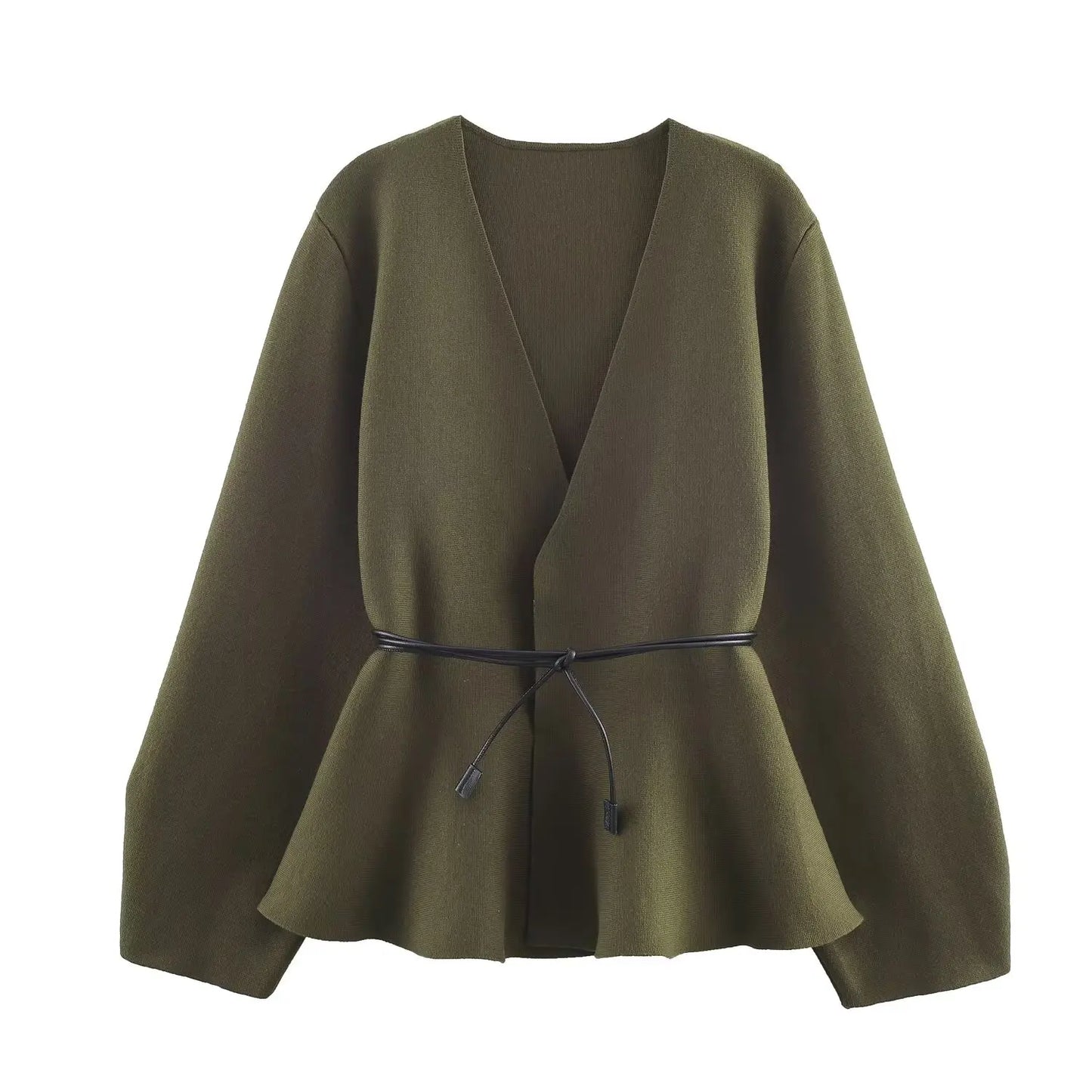 Women's V-Neck Tie Waist Knit Cardigan