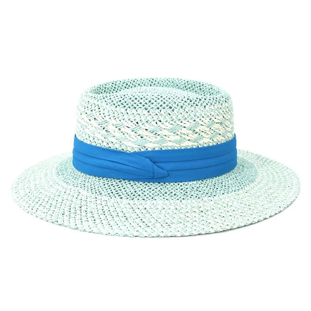 Women's Woven Straw Flat Brim Hat