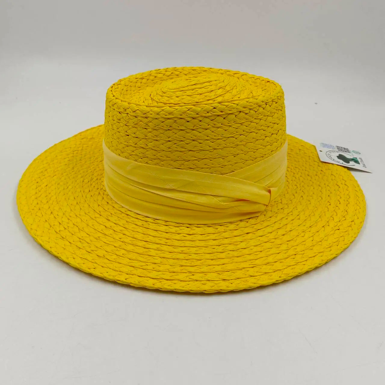 Women's Woven Straw Flat Brim Hat