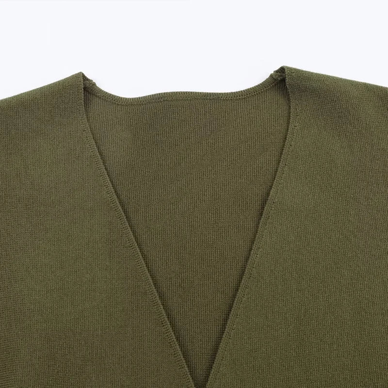 Women's V-Neck Tie Waist Knit Cardigan
