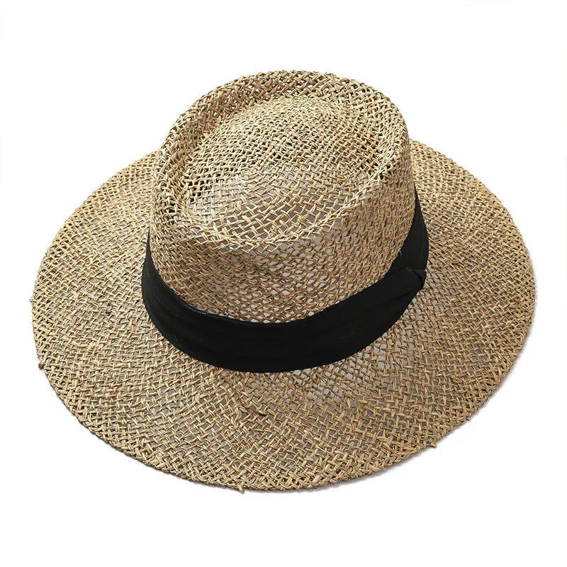 Women's Woven Straw Flat Brim Hat