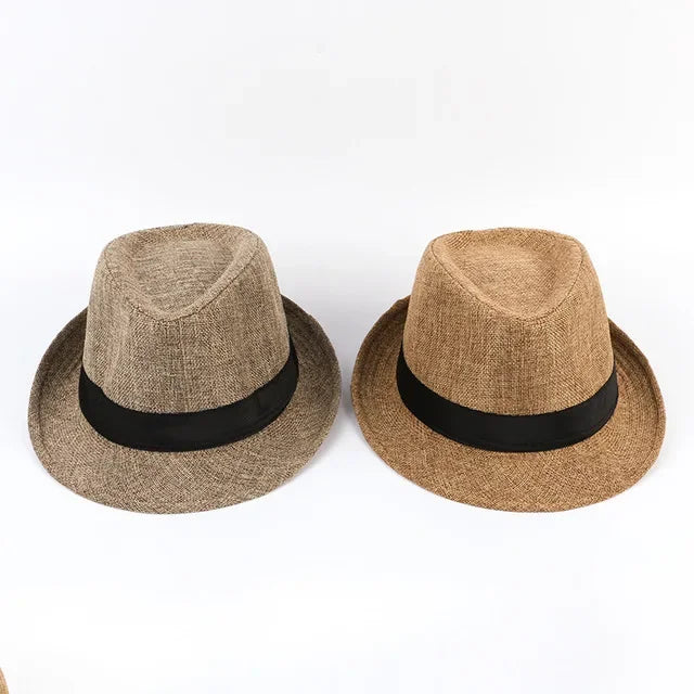 Men's Cotton Linen Jazz Fedora Hat