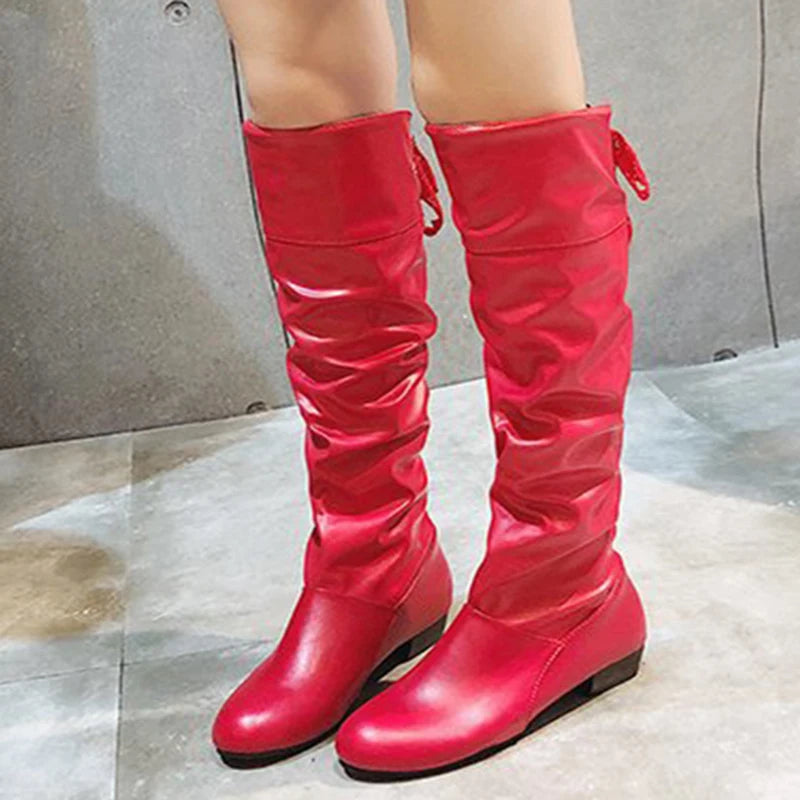 Women's Pleated Knee High Boots