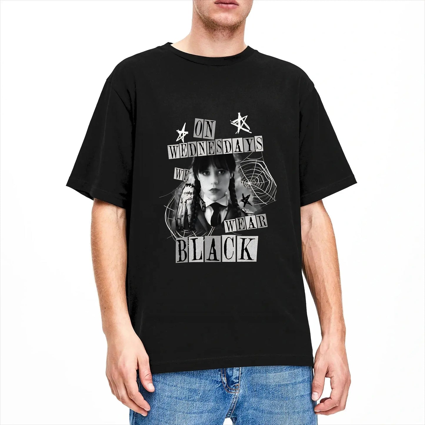 Men's On Wednesday We Wear Black T Shirts  Cotton Tops Fun Short Sleeve O Neck Tees Gift Idea T-Shirt