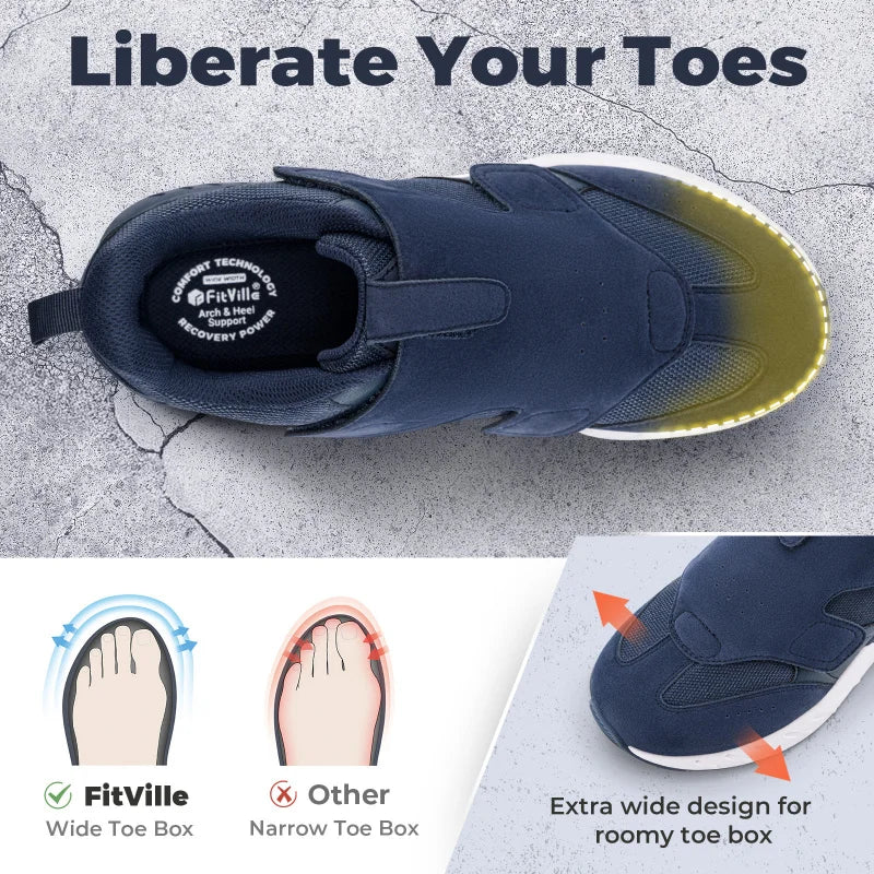 Men'S Diabetic Shoes Wide 2E Slip-On Sneaker For Swollen Feet Walking Sport Shoe With Arch Support For Foot Pain Relief