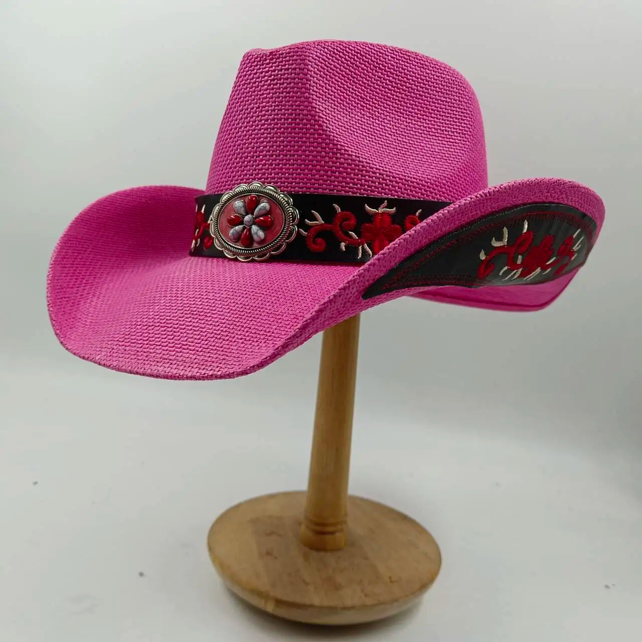 Women's Woven Straw Flat Brim Hat