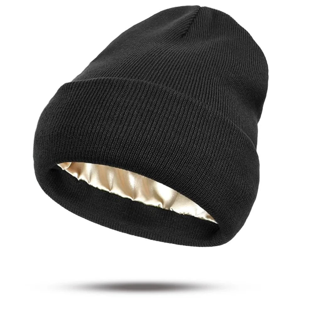 Women's Knitted Satin Wool Hat