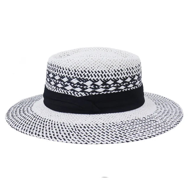 Women's Woven Straw Flat Brim Hat