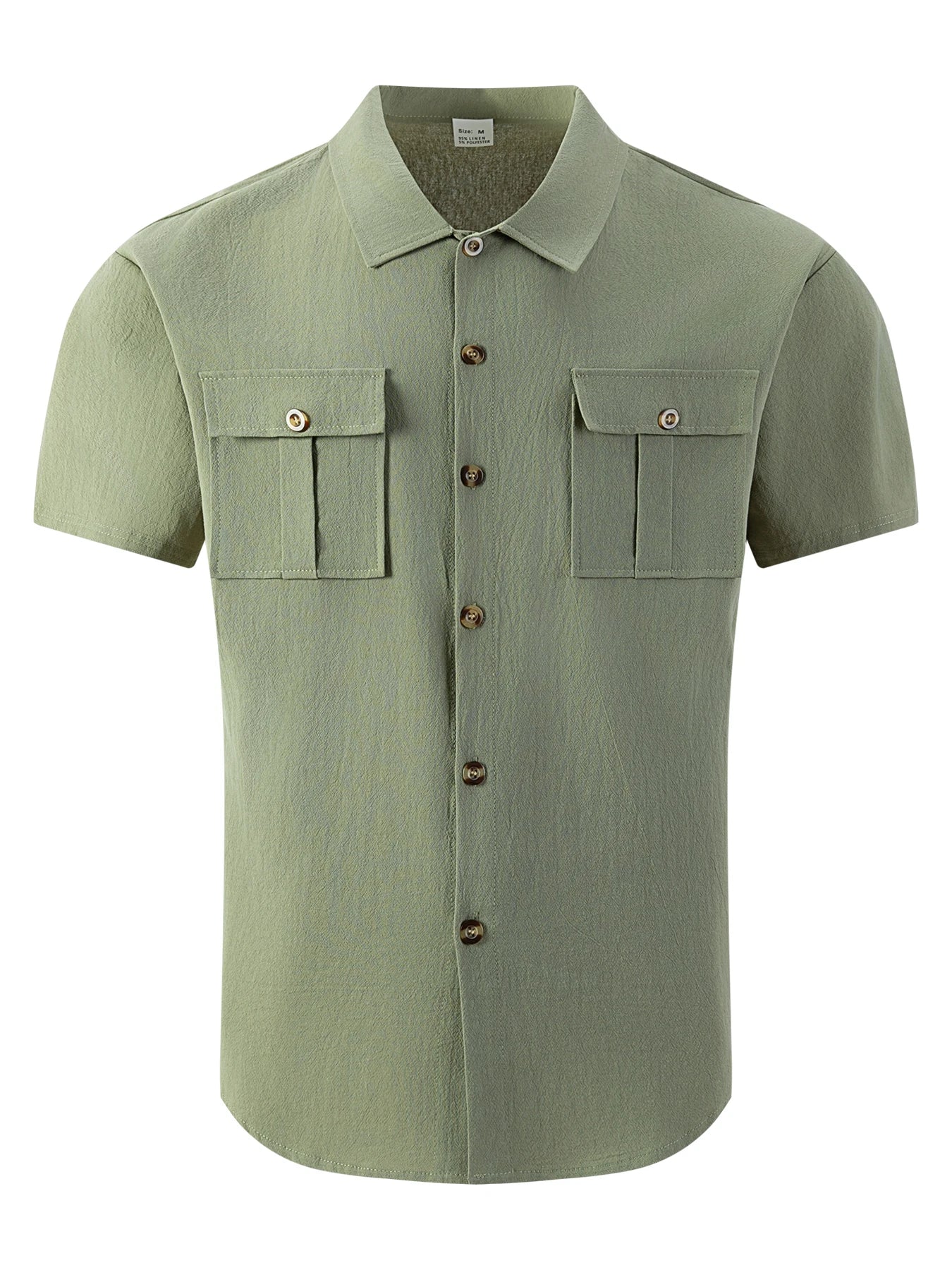 Men's Casual Utility Shirt, Short Sleeve Button Down with Dual Chest Pockets, Everyday Wear