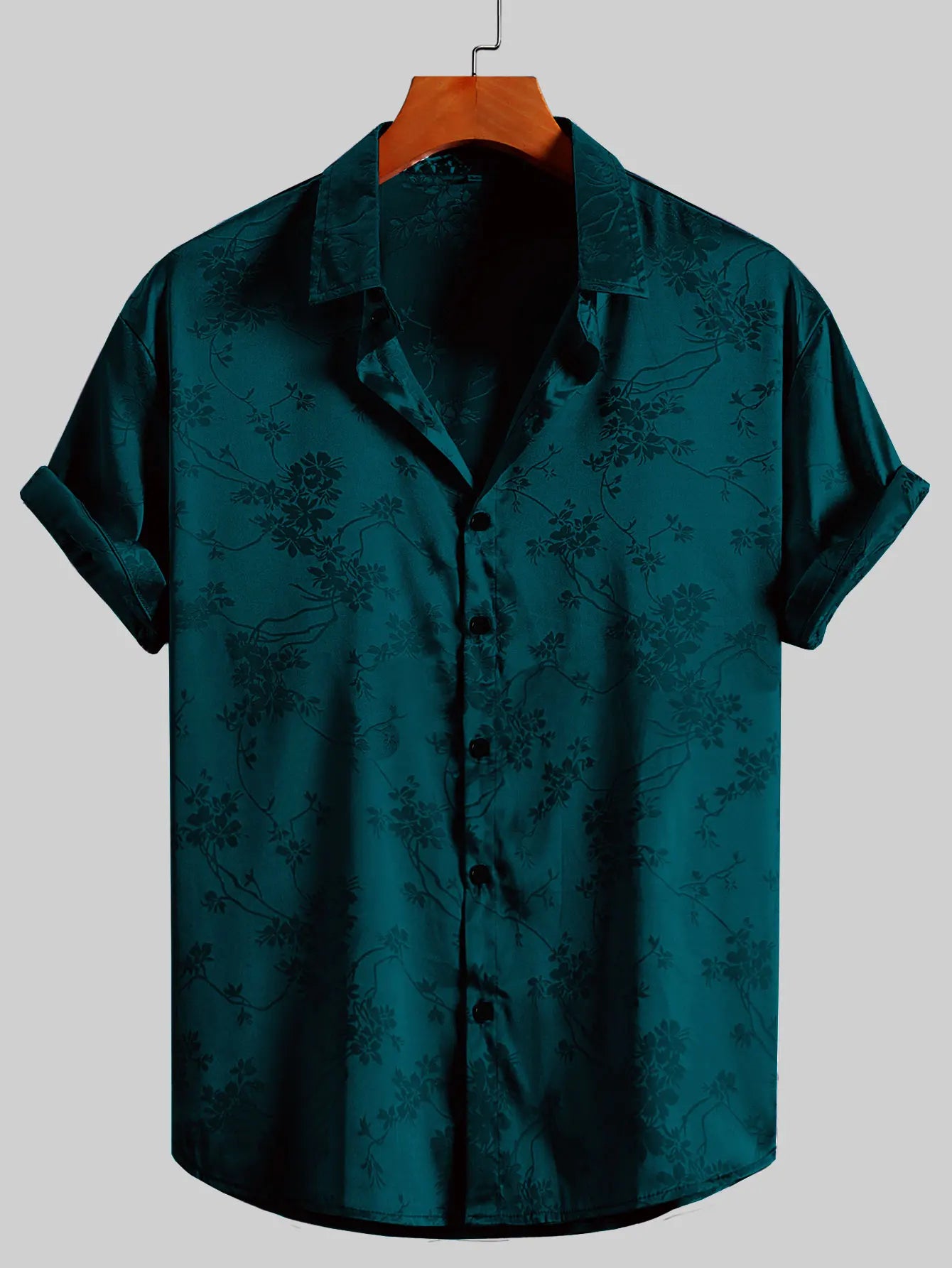 Men's Embroidered Shirt  Short Sleeve Shirt Casual Summer Beach Button Down Shirts
