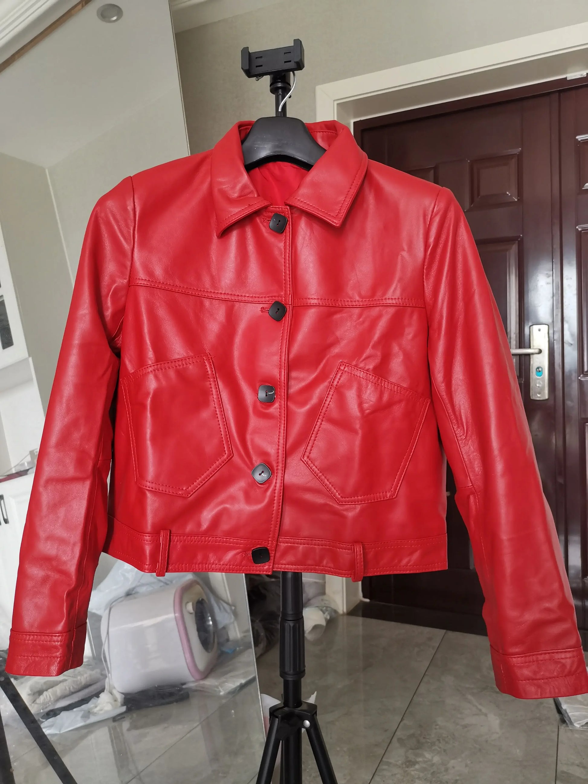 Spring Real Sheepskin Jacket Women Genuine Leather Coats Korean Style Woman Cloth Womens Tops Mujer Chaqueta TN2061