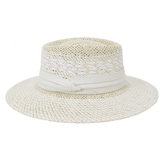 Women's Woven Straw Flat Brim Hat