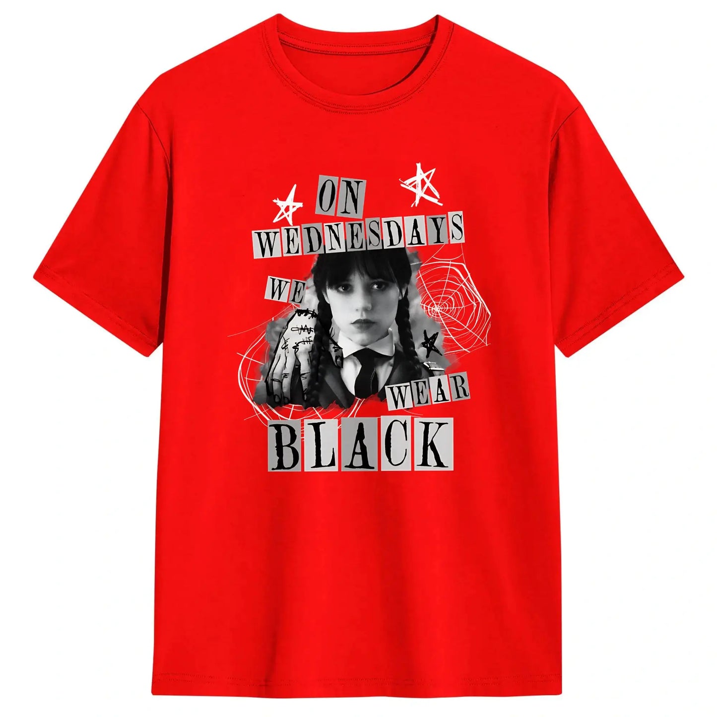 Men's On Wednesday We Wear Black T Shirts  Cotton Tops Fun Short Sleeve O Neck Tees Gift Idea T-Shirt
