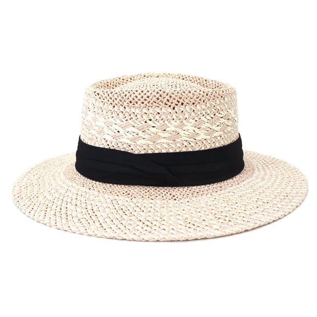 Women's Woven Straw Flat Brim Hat