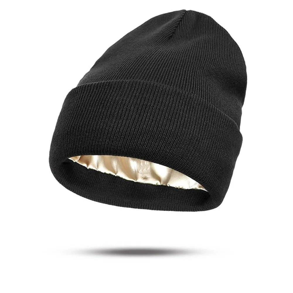 Women's Knitted Satin Wool Hat