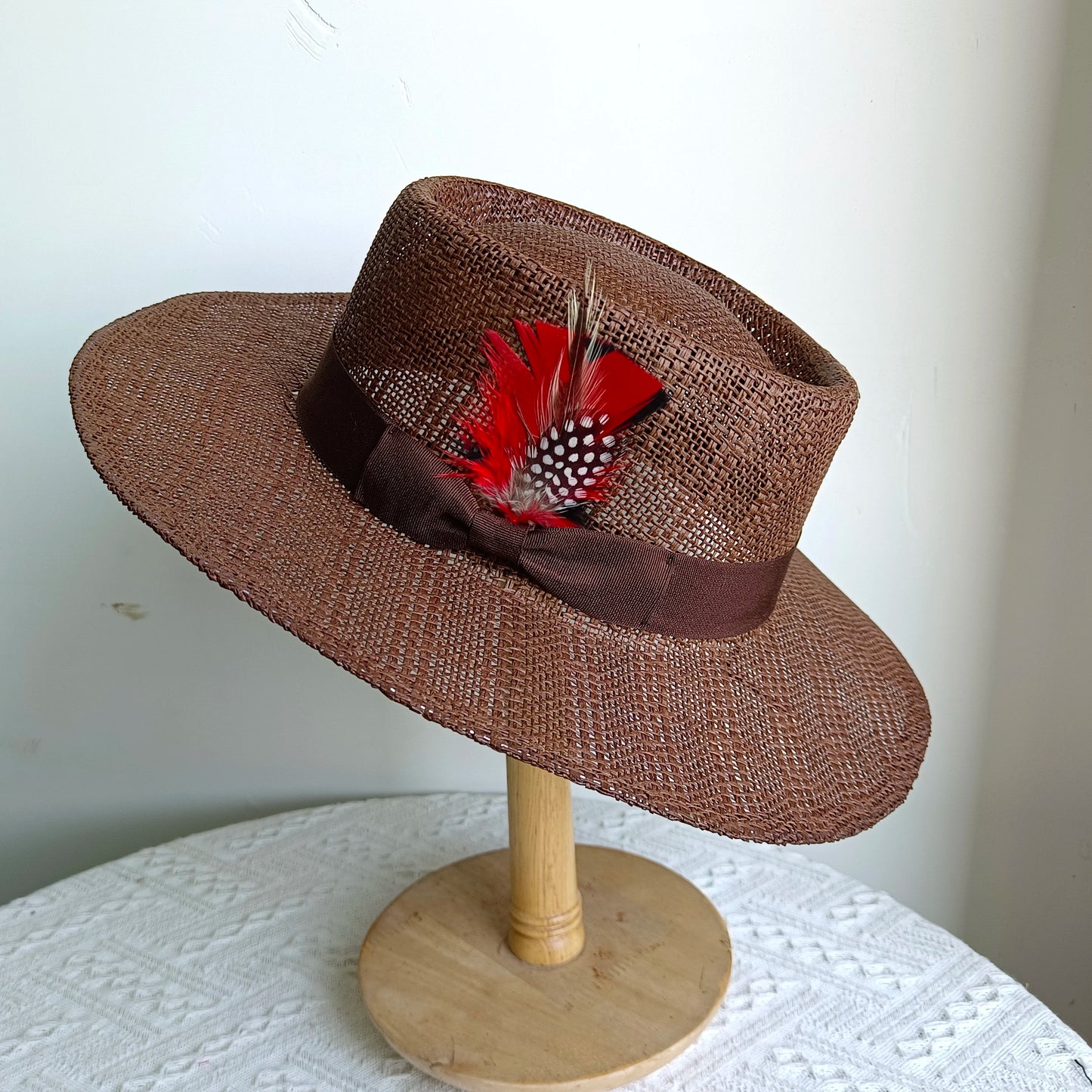 Women's Woven Straw Flat Brim Hat