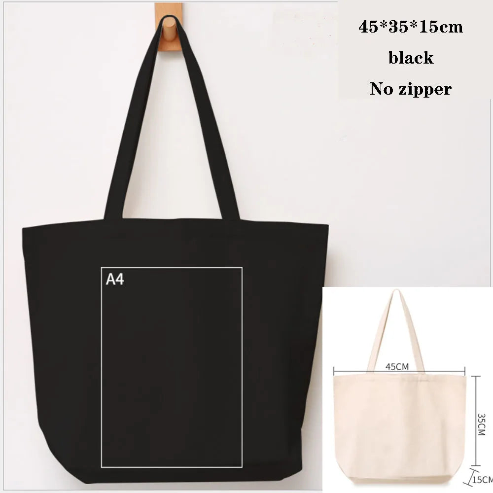 Canvas Cotton Bag Grocery Handbag Foldable Fabric Tote Bag Portable Storage Organizer Shopping Bag for Woman Cloth Organizer Bag