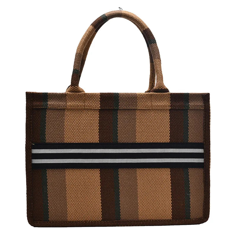 Woman Bag Women Handbag Canvas Shoulder Bag Big Tote Handbag for Woman Color Matching Weave Handbag Bolso Paja HOT
