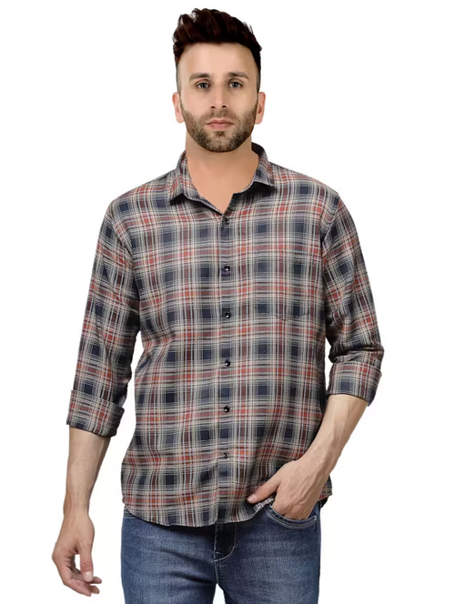 Men's Checkered Long Sleeve Casual Shirt